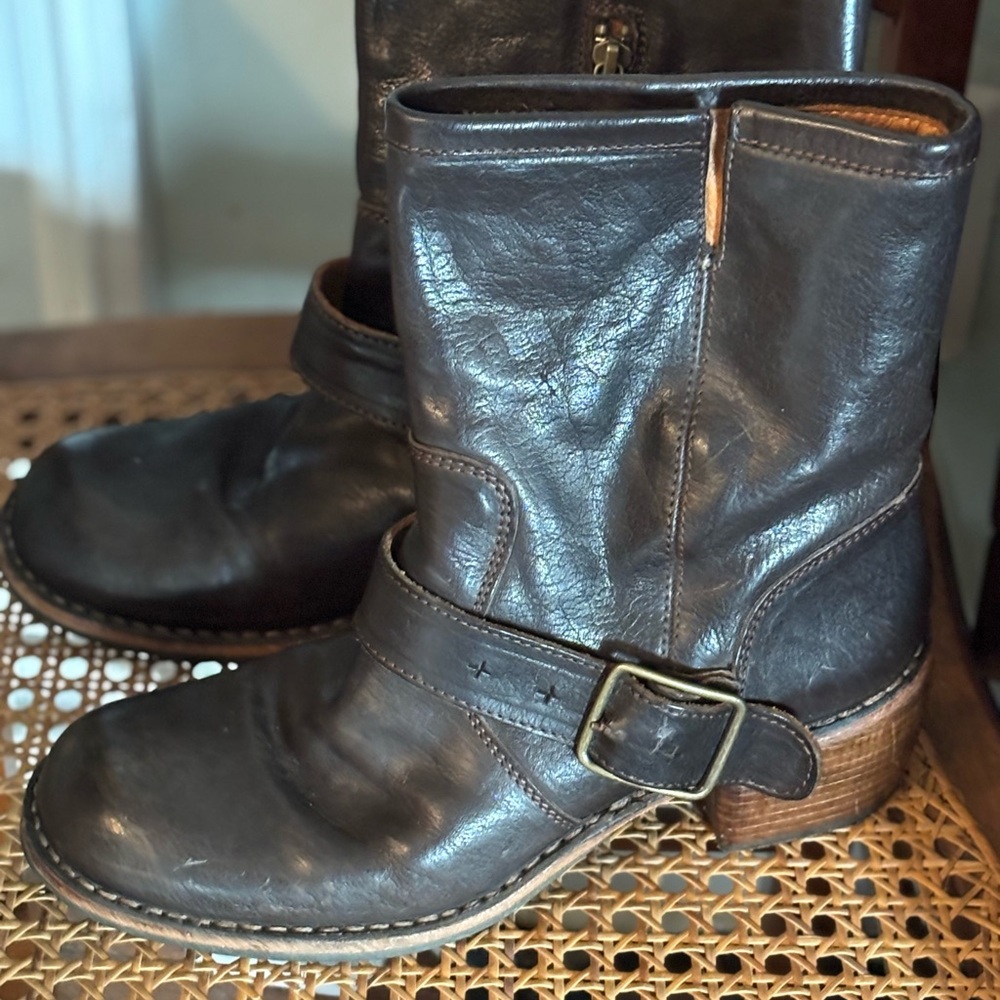 Fiorentini + Baker Dark Brown Leather Moto Boots